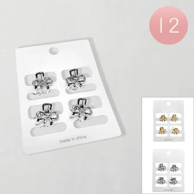 Fashnzfab 12 Set Of 4 - Mini Bow Hair Claw Clip Set In Multi