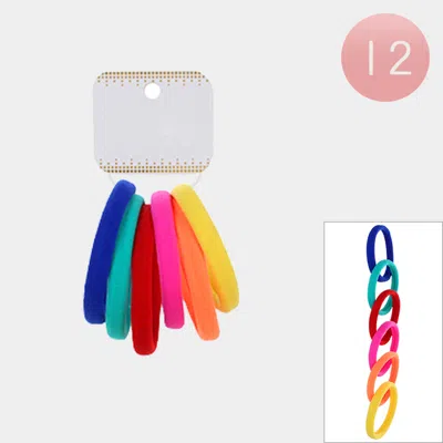 Fashnzfab 12 Set Of 6 - Plain Fabric Stretchable Hair Bands In Multi