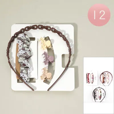 Fashnzfab 12 Set Of 6 - Floral Mini Hair Claw Clip Headband Hair Scrunchie Set In Multi