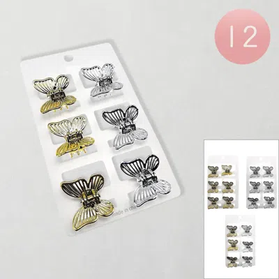 Fashnzfab 12 Set Of 6 - Mini Butterfly Hair Claw Clip Set In Multi