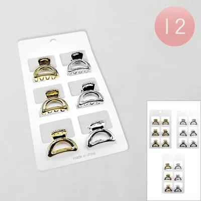 Fashnzfab 12 Set Of 6 - Mini Half Moon Hair Claw Clip Set In Gold