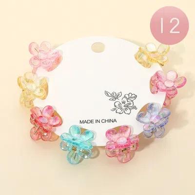 Fashnzfab 12 Set Of 8 - Mini Colorful Flower Hair Claw Clips In Multi