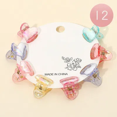 Fashnzfab 12 Set Of 8 - Mini Colorful Heart Hair Claw Clips In Multi