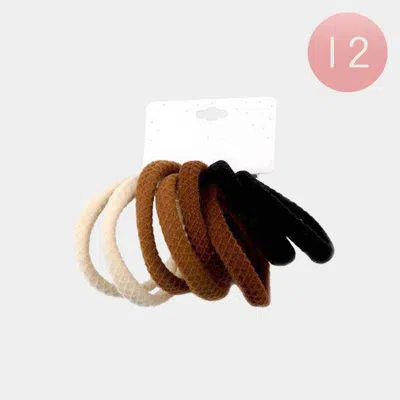 Fashnzfab 12 Set Of 8 - Classic Elastic Hairband Set In Brown