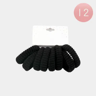 Fashnzfab 12 Set Of 8 - Textured Elastic Hairband Set In Black