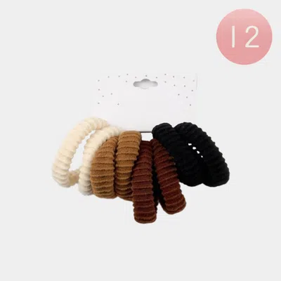 Fashnzfab 12 Set Of 8 - Textured Elastic Hairband Set In Brown