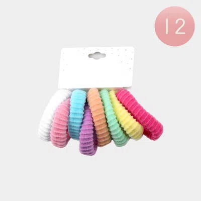 Fashnzfab 12 Set Of 8 - Textured Elastic Hairband Set In Multi