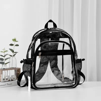 Fashnzfab 12" X 14.5" X 5" Transparent Backpack Bag In Black