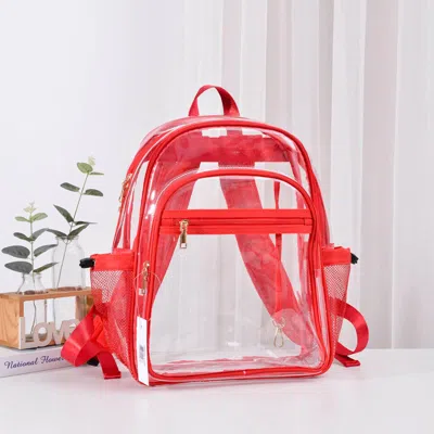 Fashnzfab 12" X 14.5" X 5" Transparent Backpack Bag In Red