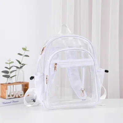 Fashnzfab 12" X 14.5" X 5" Transparent Backpack Bag In White