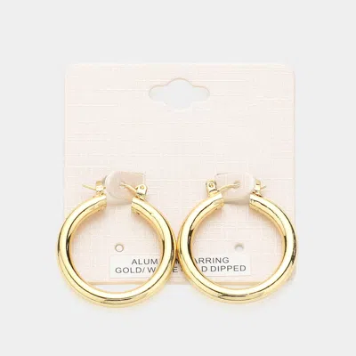 Fashnzfab 1.25" Gold Dipped Aluminum Pin Catch Hoop Earrings - Gold