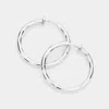 Fashnzfab 1.25 Inch Clip On Hoop Earrings In Silver