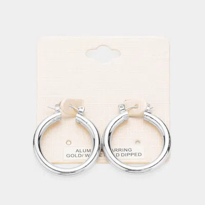 Fashnzfab 1.25" White Gold Dipped Aluminum Pin Catch Hoop Earrings - Silver