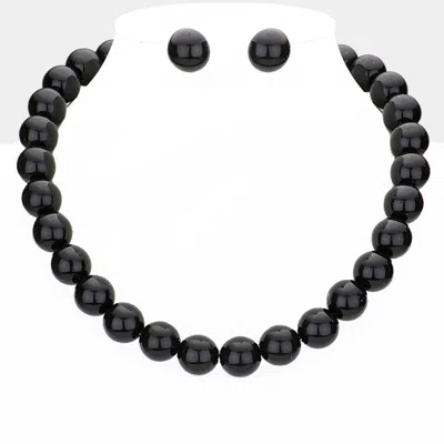Fashnzfab 12mm Pearl Necklace In Black
