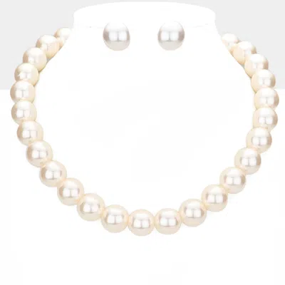 Fashnzfab 12mm Pearl Necklace In Silver