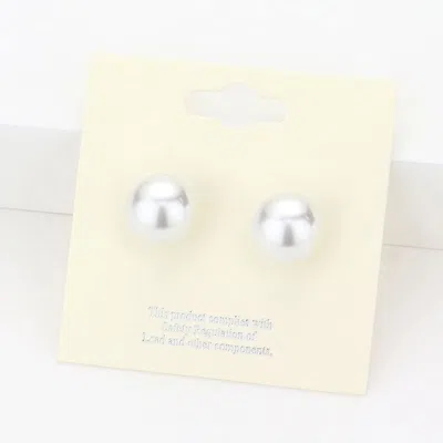 Fashnzfab 12mm Pearl Stud Earrings In Silver