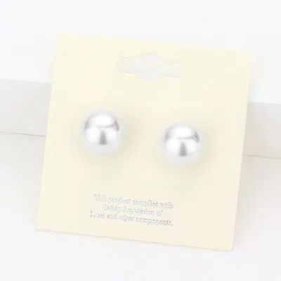 Fashnzfab 12mm Pearl Stud Earrings In White