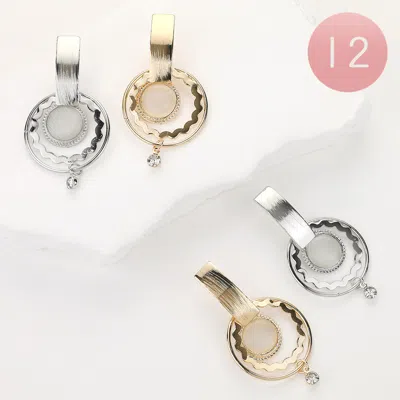 Fashnzfab 12pairs - Abstract Doorknocker Earrings In Multi