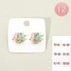 Fashnzfab 12pairs - Flower Butterfly Stud Earrings In Multi