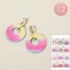 Fashnzfab 12pairs - Glitter Gradient Circle Drop Earrings In Multi