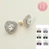 Fashnzfab 12pairs - Heart Stone Clip On Earrings In Gold