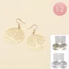 Fashnzfab 12pairs - Metal Tree Of Life Filigree Round Dangle Earrings In Gold