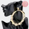 Fashnzfab 12pairs - Open Metal Bamboo Circle Clip On Earrings In Gold