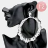 Fashnzfab 12pairs - Open Metal Bamboo Circle Clip On Earrings In Silver
