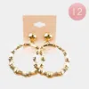 Fashnzfab 12pairs - Open Metal Bamboo Circle Dangle Clip On Earrings In Gold