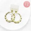 Fashnzfab 12pairs - Open Metal Circle Bamboo Dangle Clip On Earrings In Gold