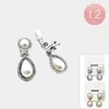 Fashnzfab 12pairs - Pearl Teardrop Dangle Clip On Earrings - Gold, Silver In Multi