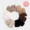 Fashnzfab 12pairs - Plain Faux Fur Fingerless Winter Gloves In Multi
