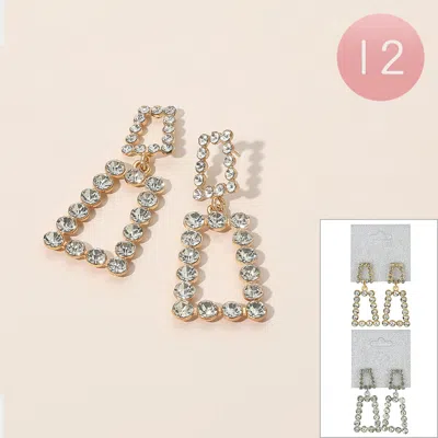 Fashnzfab 12pairs - Rhinestone Geometric Dangle Earrings - Gold, Silver In Multi