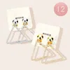 Fashnzfab 12pairs - Rhinestone Pave Open Triangle Link Dangle Clip On Earrings In Multi