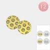 Fashnzfab 12pairs - Smile Patterned Round Square Stud Earrings In Multi