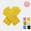 Fashnzfab 12pairs - Soft Knit Double Layers Fur Lining Winter Gloves In Green