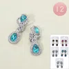 Fashnzfab 12pairs - Teardrop Stone Cluster Evening Clip On Earrings In Multi