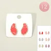 Fashnzfab 12pairs - Textured Frame Organic Shape Stone Stud Earrings In Multi