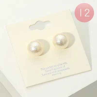 Fashnzfab 12pairs - Textured Pearl Stud Earrings In Gold