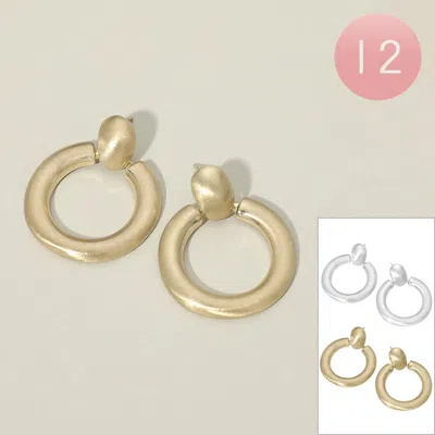 Fashnzfab 12pairs - Bold Metal Hoop Door Knocker Earrings In Gold