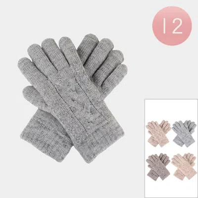 Fashnzfab 12pairs - Cable Knit Fleece Lining Gloves In Multi