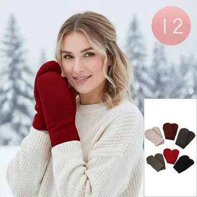 Fashnzfab 12pairs - Chenille Lined Mitten Gloves In Multi