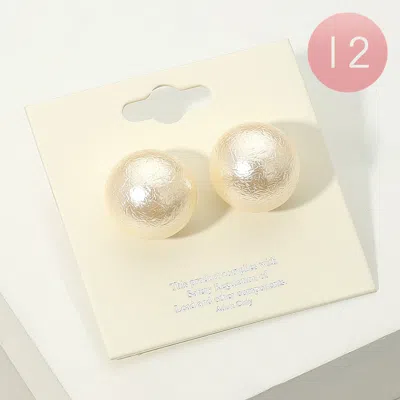 Fashnzfab 12pairs - Chunky Textured Pearl Stud Earrings In Silver
