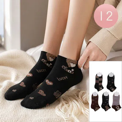 Fashnzfab 12pairs - Cute Animal Character Ankle Socks In Multi