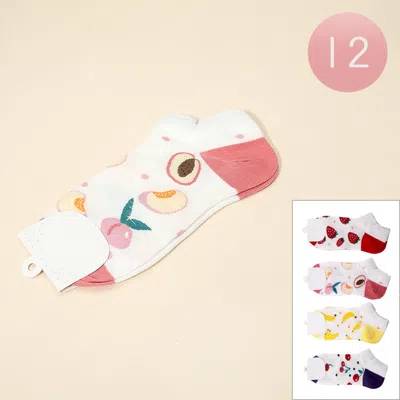 Fashnzfab 12pairs - Fruit Printed Ankle Socks In Multi