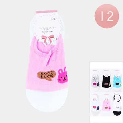 Fashnzfab 12pairs - Good Luck Message Bunny Socks In Multi