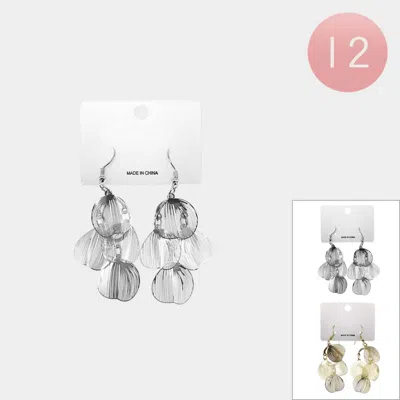 Fashnzfab 12pairs - Layered Textured Disc Drop Earrings In Multi