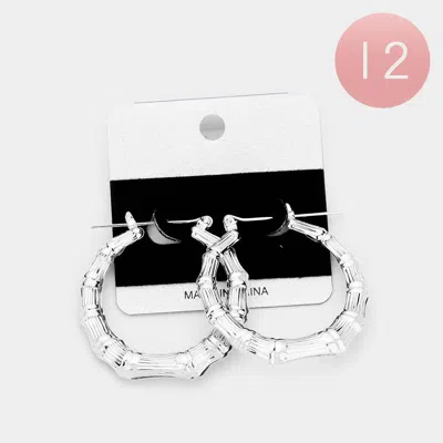 Fashnzfab 12pairs - Metal Bamboo Pin Catch Earrings 1.5" X 1.5" In Silver