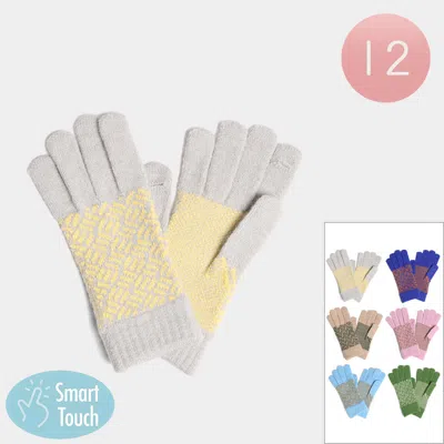 Fashnzfab 12pairs - Patterned Knit Touch Smart Winter Gloves In Multi