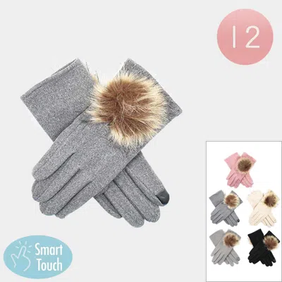 Fashnzfab 12pairs - Pom Pom Accent Smart Touch Winter Gloves In Multi